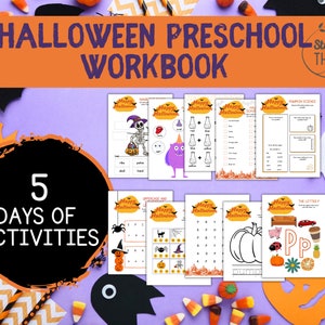 Preschool Halloween Workbook ~ Printable ~ Instant Download ~ Halloween Fun ~ Literacy, Math, Science Worksheets -PreK- Preschool Worksheets