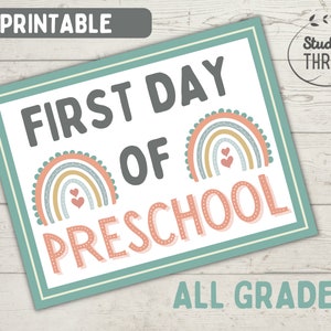 First Day of School Sign - Printable - Digital - Ready to Use - Rainbow - Modern Rainbow - First Day - Back to School