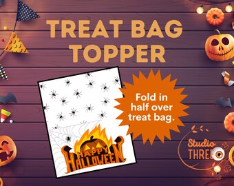 Topper de bolsa de golosinas de Halloween - Truco o trato - Tronco o golosina - Topper de bolsa de golosinas imprimible - Feliz Halloween