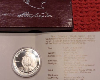 1732- 1982 George Washington silver commemorative half dollar coins.