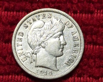 1914 D バーバーダイム - アンティーク デンバー ミントマーク