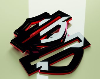 Harley CVO Custom HD Fuel Plexiglass Two-Level Tank Curved Emblem Badge