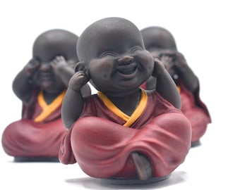 Little Buddhas "See No Evil, Hear No Evil, Speak No Evil" (3D Print & Hand Painted)