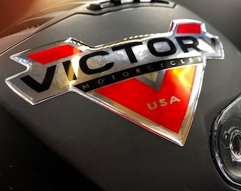 Gel sticker - homage to Victory Motorcycle - for flat surfaces and curves motorcycle helmet and fuel tank