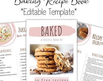 Baking Recipe Book Template Editable Baking Recipe Book For Bakers Ebook Canva Template Lead Magnet Creation For Bakers Gift Idea For Bakers