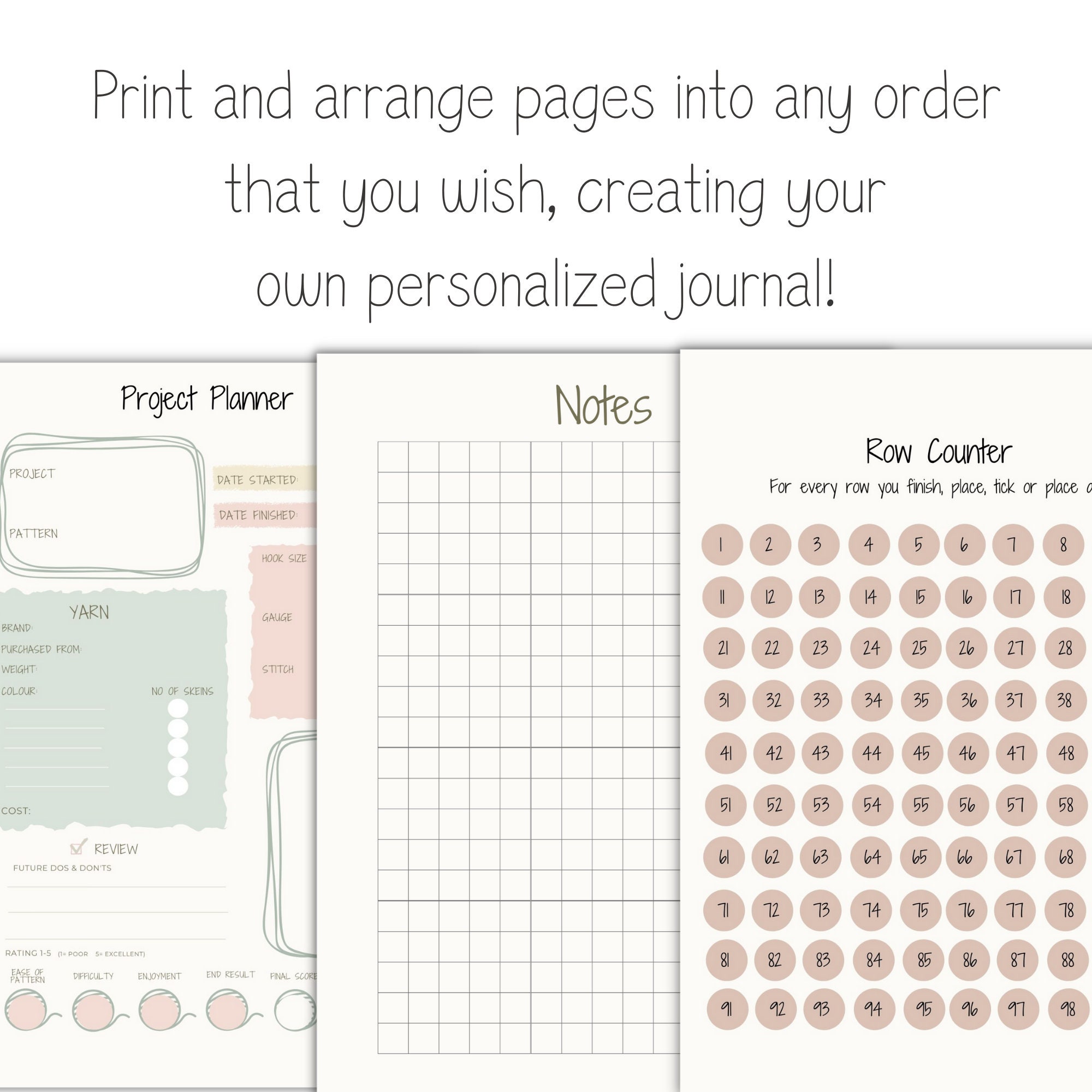 KNITTING PLANNER BUNDLE Printable Knitting Journal Knitters Project ...