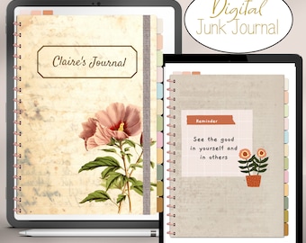 Digitales Junk Journal für Ipad und Tablet Vintage Digital Journal für Goodnotes Vintage Theme Ipad Journal 12 Tabs mit einem Link zum Sammelalbum