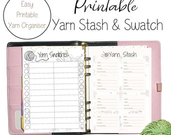 Yarn Stash Inventory Yarn Swatch Card Printable Knitting Planner Pages Yarn Organization Yarn Business Owners Planner For Fiber Artists