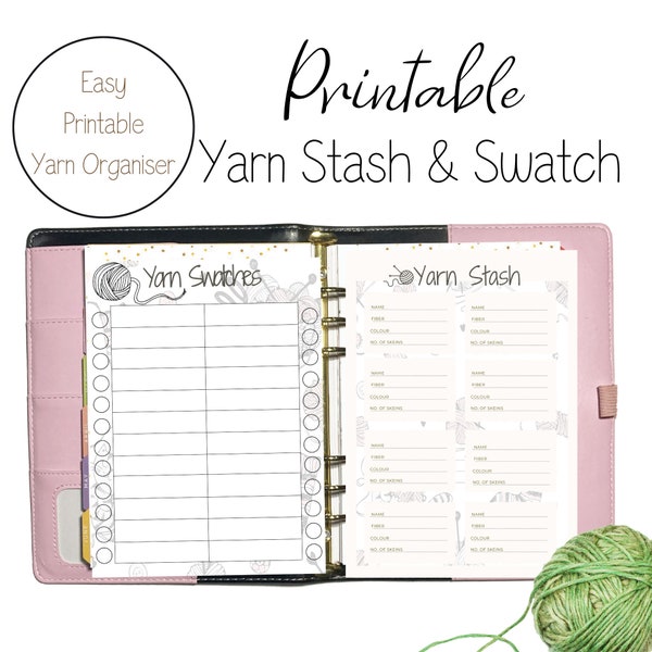 Yarn Stash Inventory Yarn Swatch Card Printable Knitting Planner Pages Yarn Organization Yarn Business Owners Planner For Fiber Artists