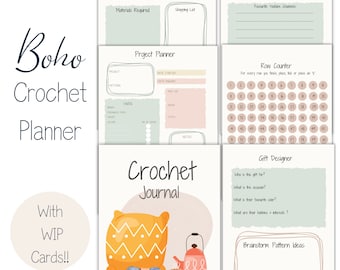 CROCHET Planner Printable Crochet Planner Boho Crochet Journal Crochet Project Planner Download Crochet Project Pages WIP Cards PDF