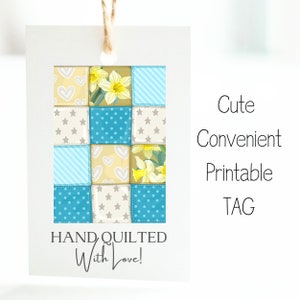 QUILTING Gift Tag Printable Hand Quilted With Love Gift Label Quilting DIY Product Tag Patchwork Quilt Tag For Quilting Business