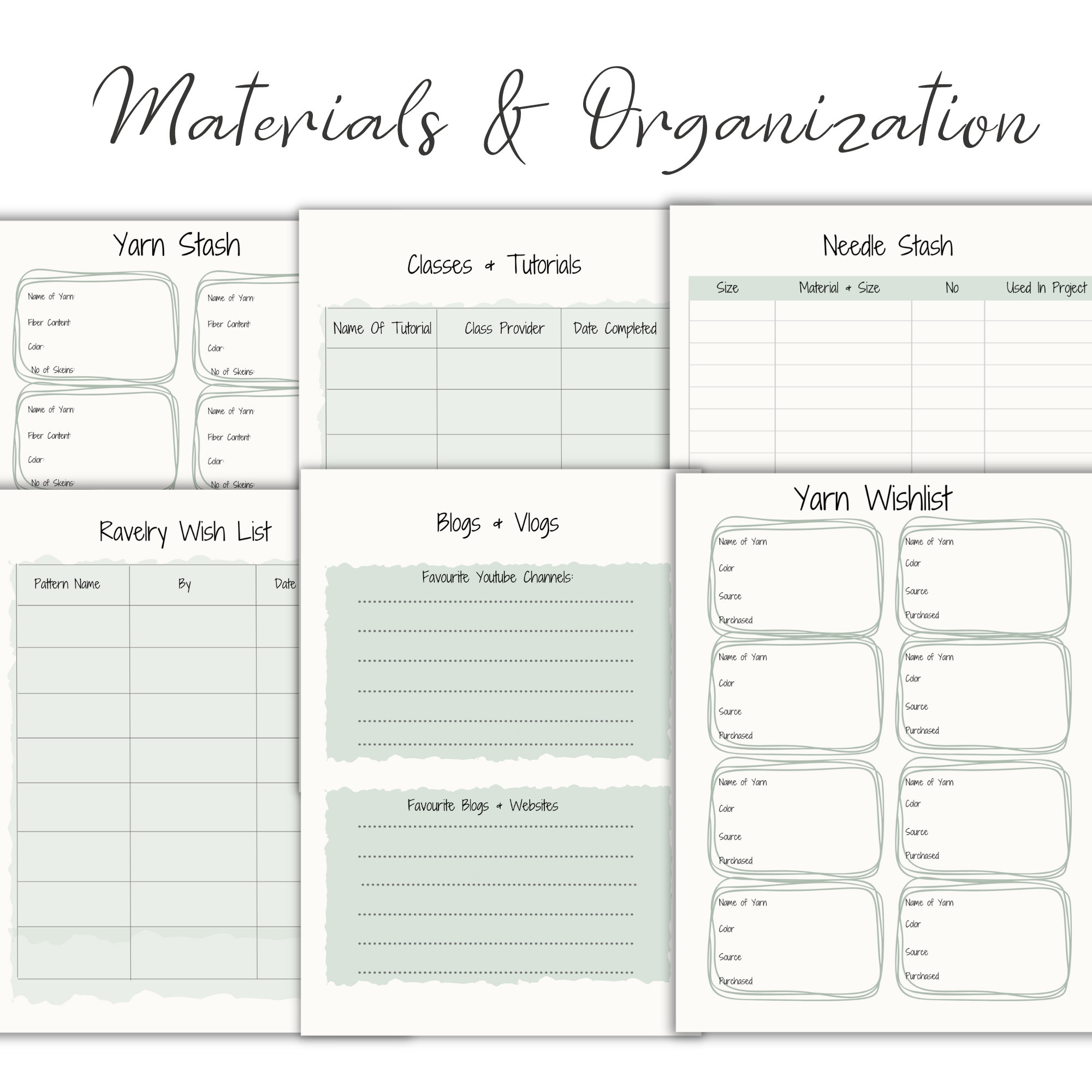 KNITTING PLANNER BUNDLE Printable Knitting Journal Knitters Project ...