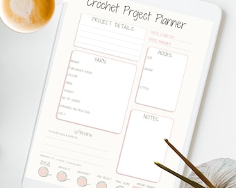 Minimalist Printable CROCHET Planner Editable Crochet Project Page Easy To Use Crochet Planner Crochet Journal Digital Crochet Planner