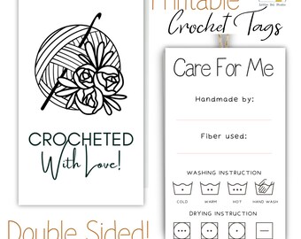 Etiquettes de produit CROCHET imprimable, crocheté à la main avec amour Etiquette au crochet imprimable Carte de détails d'entretien du crochet DIY Etiquette au crochet Crochet Business