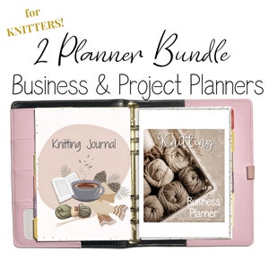 KNITTING PLANNER BUNDLE Printable Knitting Journal Knitters Project Planner Business Planner for Knitters Social Media Tracker