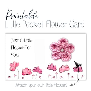 Cartão de flor de crochê para impressão - Modelo de flor de crochê - Modelo de cartão de exibição de poema - Etiqueta de crochê para impressão - Etiqueta de flor de crochê