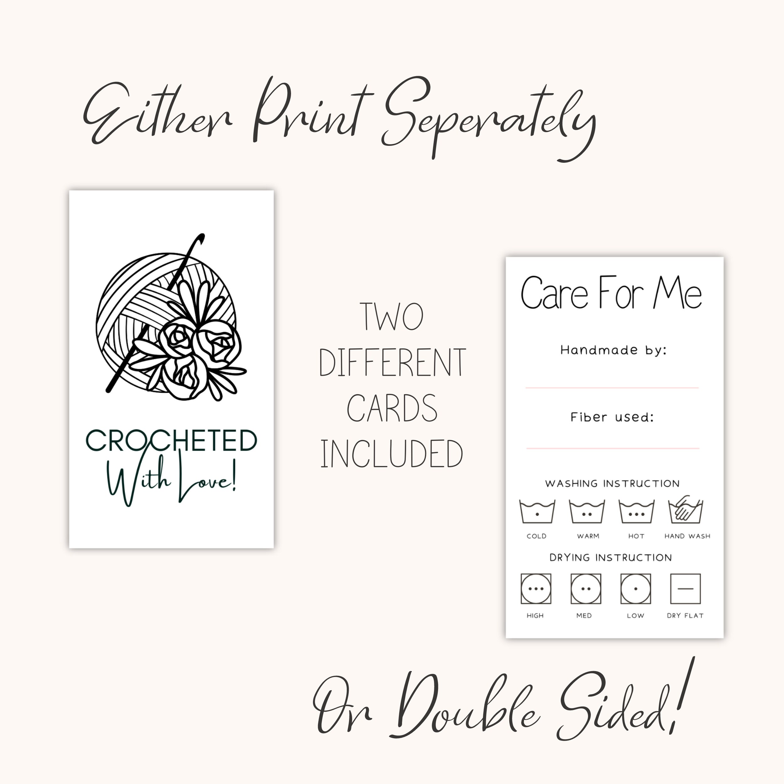 CROCHET Product Tags Printable Hand Crocheted With Love Crochet Label ...
