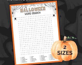 Halloween Word Search Printable, Fun Kids Game, Halloween Party Activity, Digital Download, Spooky Puzzle Fun