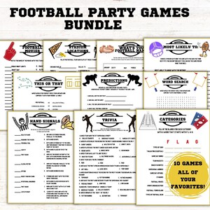 Football Party Game | Printable | Tailgate Party Games| Football Trivia Game | Super Bowl Party Game | 8.5&quot;x11&quot; and 5&quot;x7&quot; | Instant Download