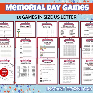 Memorial Day Games | Printable Family Activities | Patriotic Games for Kids | Fun Memorial Day Party Ideas