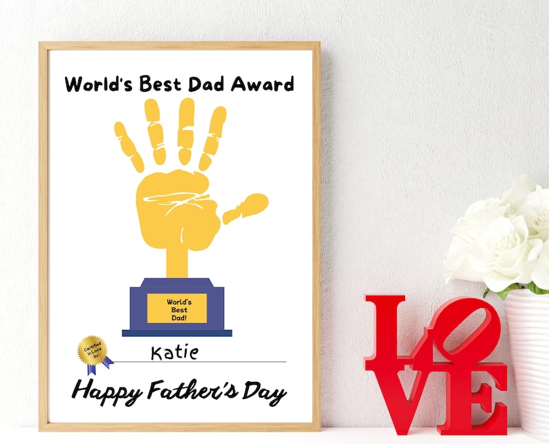 Fathers Day Handprint - Trophy Handprint - Kid Handprint - Printable ...