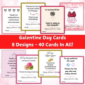 Funny Galentine&#39;s Day Card Pack - Cute Punny Cards for Best Friends  - Printable Galentine Cards – Digital Download - Pack of 8 Cards