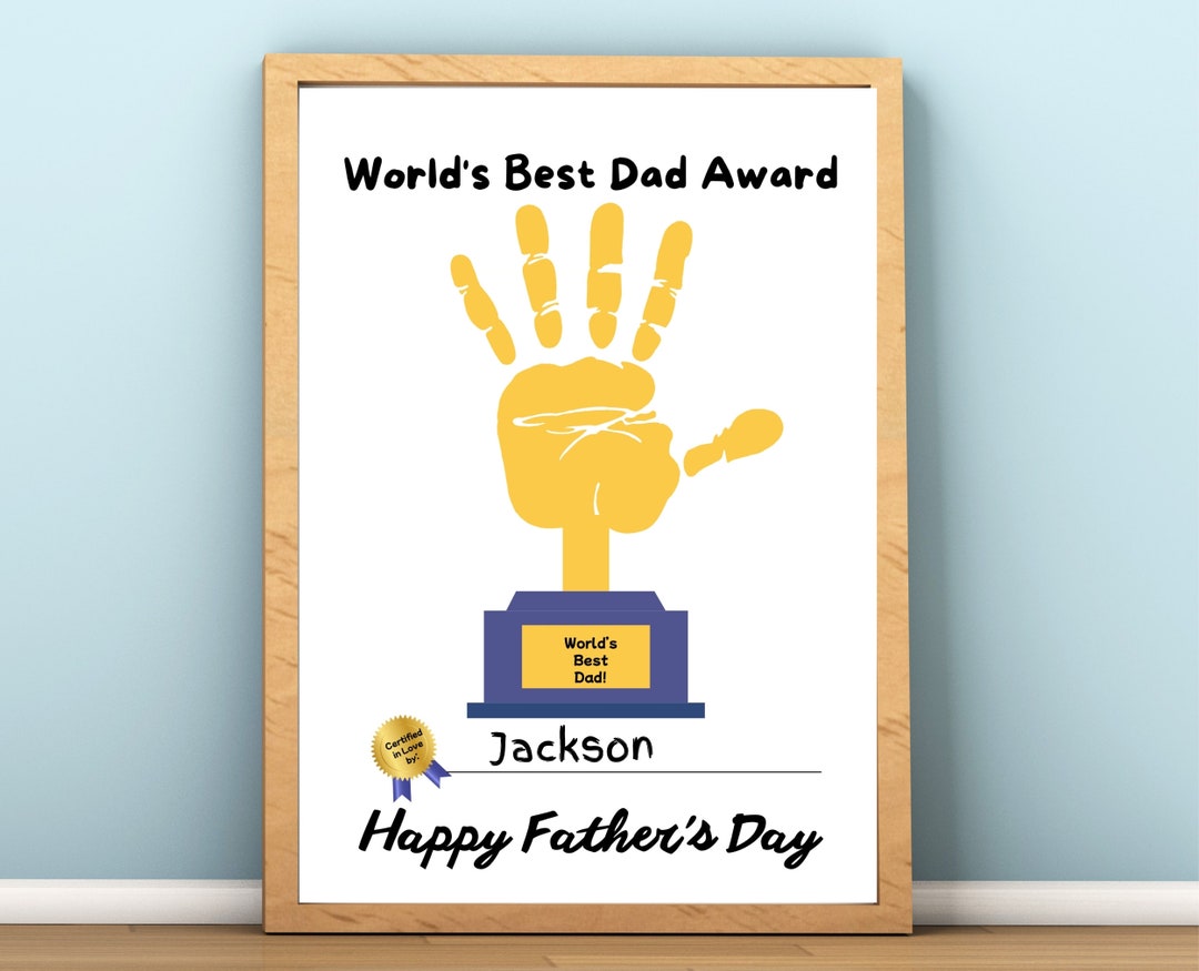Fathers Day Handprint - Trophy Handprint - Kid Handprint - Printable ...