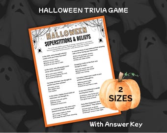 Halloween Trivia Game, Printable Fun Questions for Adults and teens, Halloween Party Game, Family Game Night, Office Fun, Instant Download