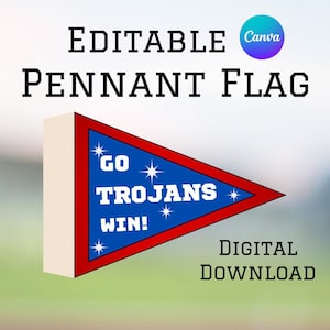 Bandera de banderín / Plantilla editable en Canva / Imprimible / Úsala para equipos deportivos, celebraciones de partidos y decoraciones para fiestas