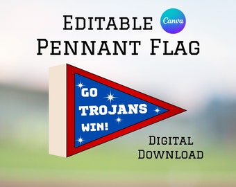 Bandera de banderín / Plantilla editable en Canva / Imprimible / Úsala para equipos deportivos, celebraciones de partidos y decoraciones para fiestas
