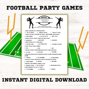 Football Party Game | Printable | Tailgate Party | Football Trivia Game | Super Bowl Party Game | 8.5&quot;x11&quot; and 5&quot;x7&quot; | Instant Download