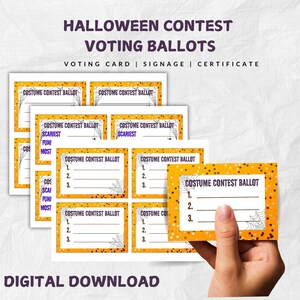 Halloween Kostüm Wettbewerb Wahlzettel - Druckbare Wahlkarten für Partys - DIY Halloween Kits