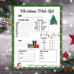 Weihnachtswunschliste | Fragebogen zu Weihnachten | Fragebogen zum Ausdrucken | Urlaubsplanung | Wichtelfragen