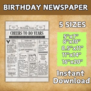 30th Birthday Newspaper Poster Sign – 1995 Birthday - Back in 1995 - Unique Birthday Keepsake - Vintage Gift for Him or Her - Printable