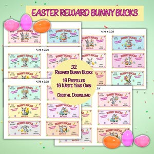 Bunny Bucks Printable Easter Money, Kids Reward Coupons, Fun Easter Egg Hunt Stuffer, Easter Activity Download