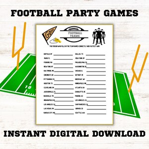 Football Party Game | Printable | Tailgate Party | Football Trivia Game | Super Bowl Party Game | 8.5&quot;x11&quot; and 5&quot;x7&quot; | Instant Download