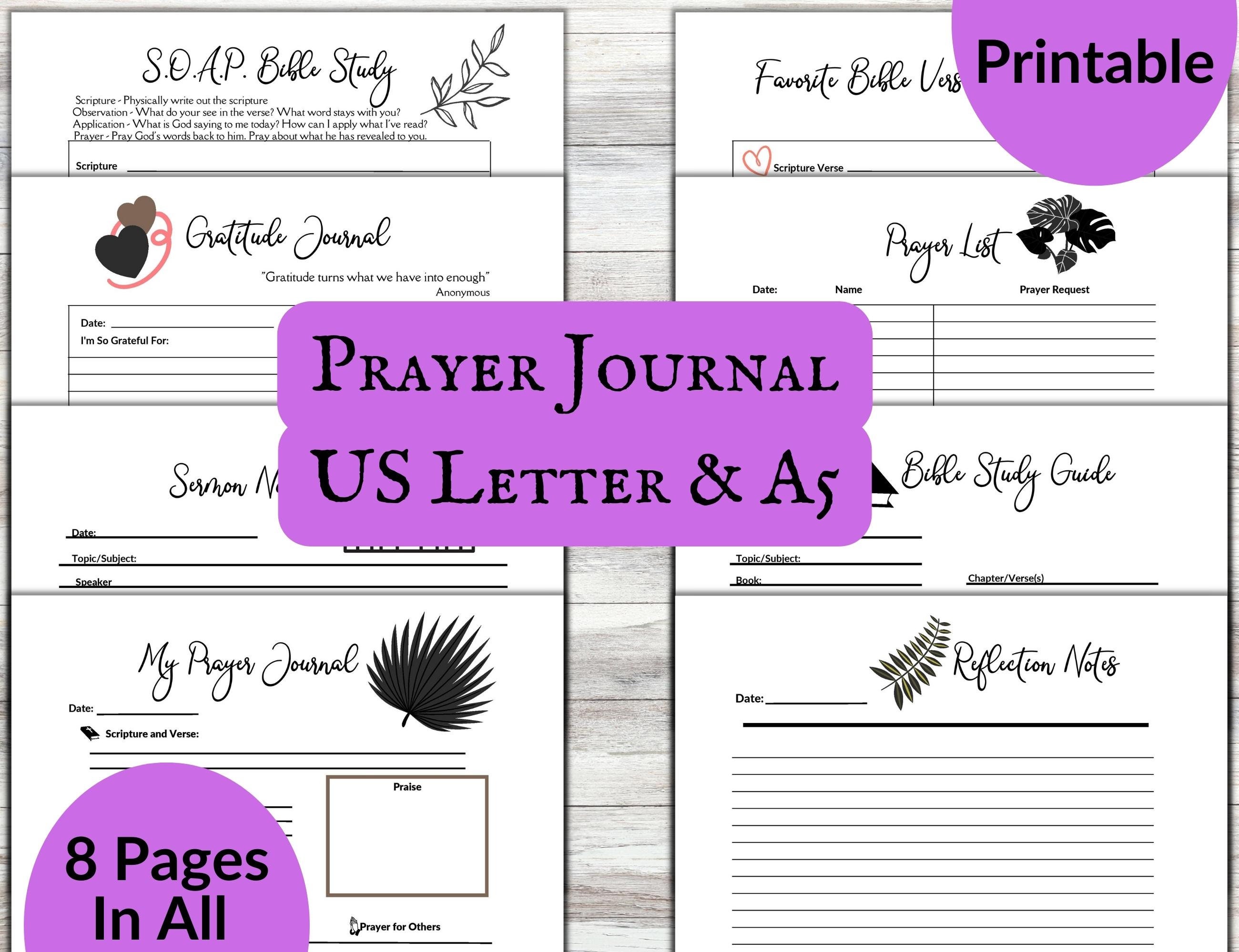 Prayer Journal, Printable, Bible Study Journal, Gratitude Journal ...