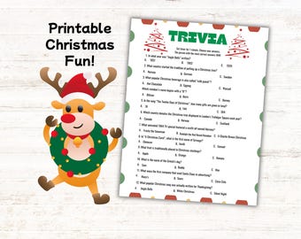Trivia-spel Kerstmis | Kerstspel voor volwassenen | Kantoorfeestspel | Afdrukbaar kerstspel | Vriendenspel | IJsbrekerspel