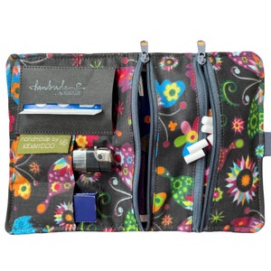 Blague à tabac avec élastique, fleurs en tissu vintage avec fermeture éclair pochette à tabac LINA