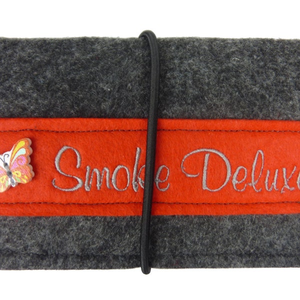 Tabaktasche MALU Tabakbeutel rot Dreher Beutel mit Smoke Deluxe Stickerei