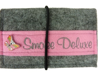 pink tobacco pouch Tobacco Pouch LIZ Tobacco Pouch pink Tobacco Pouch with Smoke Deluxe  Embroidery
