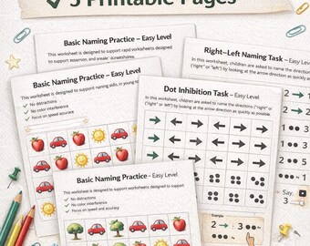 Rapid Naming, Inhibition Worksheets | Attention , Executive Function | Printable PDF