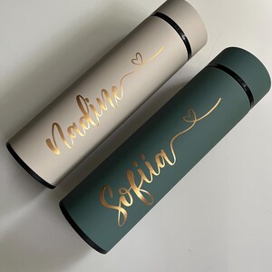 Beautiful insulated bottle with tea strainer, thermos bottle, drinking bottle personalized with name great gift for woman / man / birthday image 7
