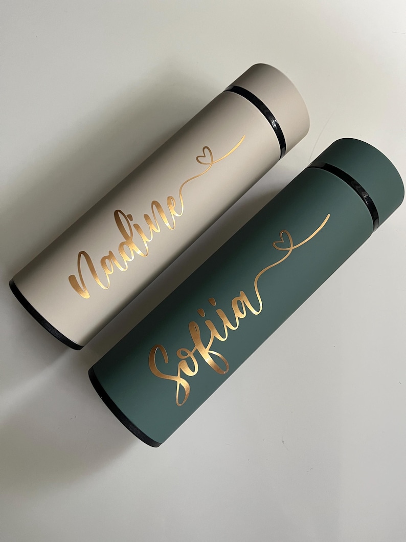 Beautiful insulated bottle with tea strainer, thermos bottle, drinking bottle personalized with name great gift for woman / man / birthday image 7
