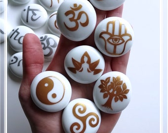 Deine Energiesteine Kraft-Symbole - Yoga, Reiki, Yin Yang, Om, 4 Elemente, Chakra, Lotus, Venusblume.... ein wunderschönes Geschenk!