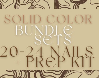Solid Color | Press on Nail Bundle | 20-24 Nails | Prep Kit | Skip Sizing & Add More Nails