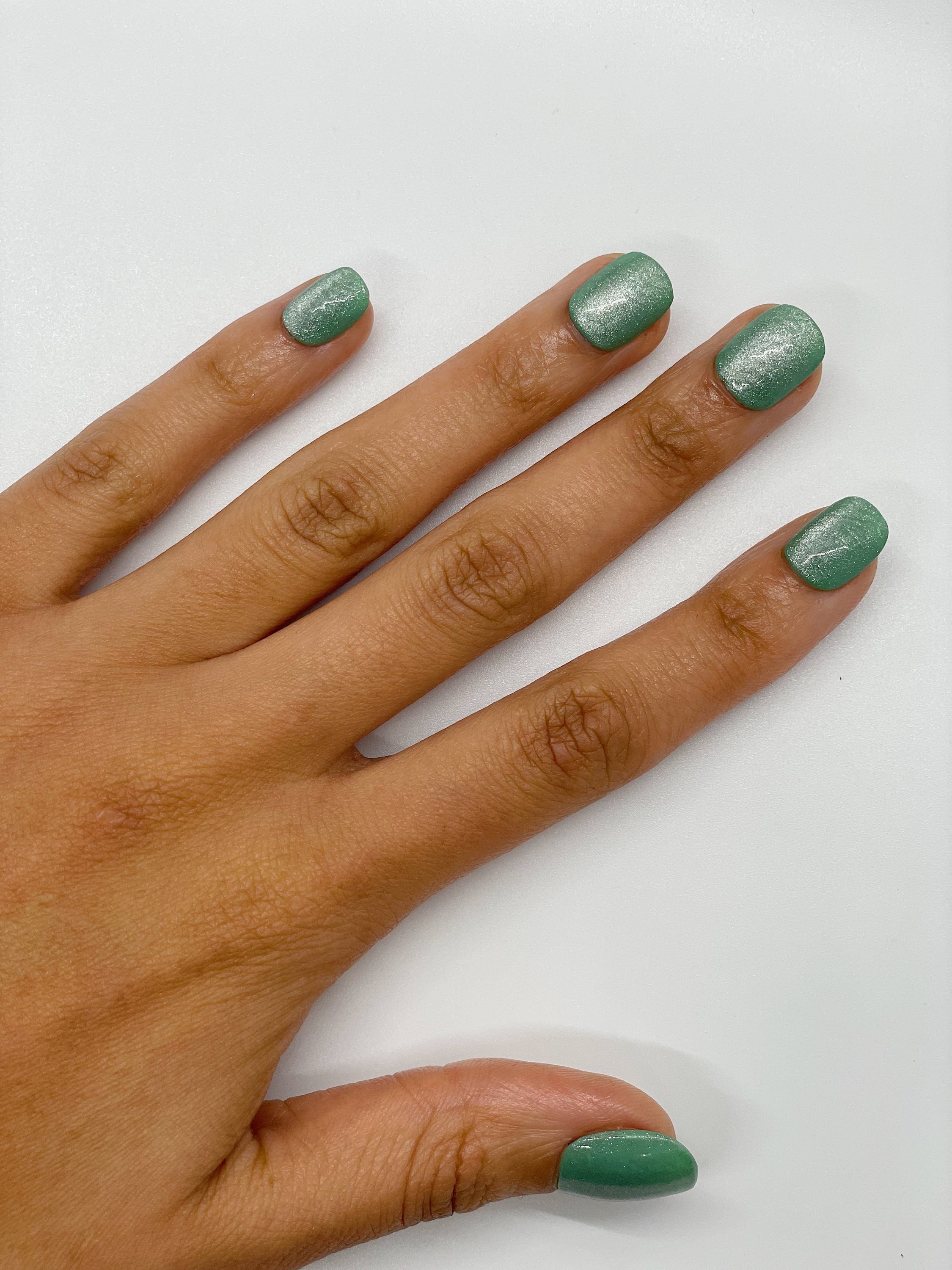 Mint Green and Nude Marble Hand-painted Press on Nails 