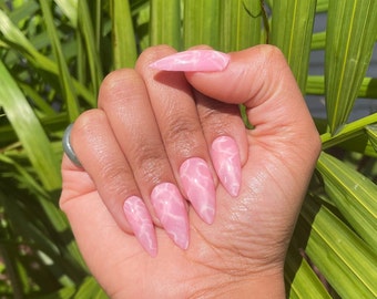 Pink | Rose Quart | Marble | Press On Nails