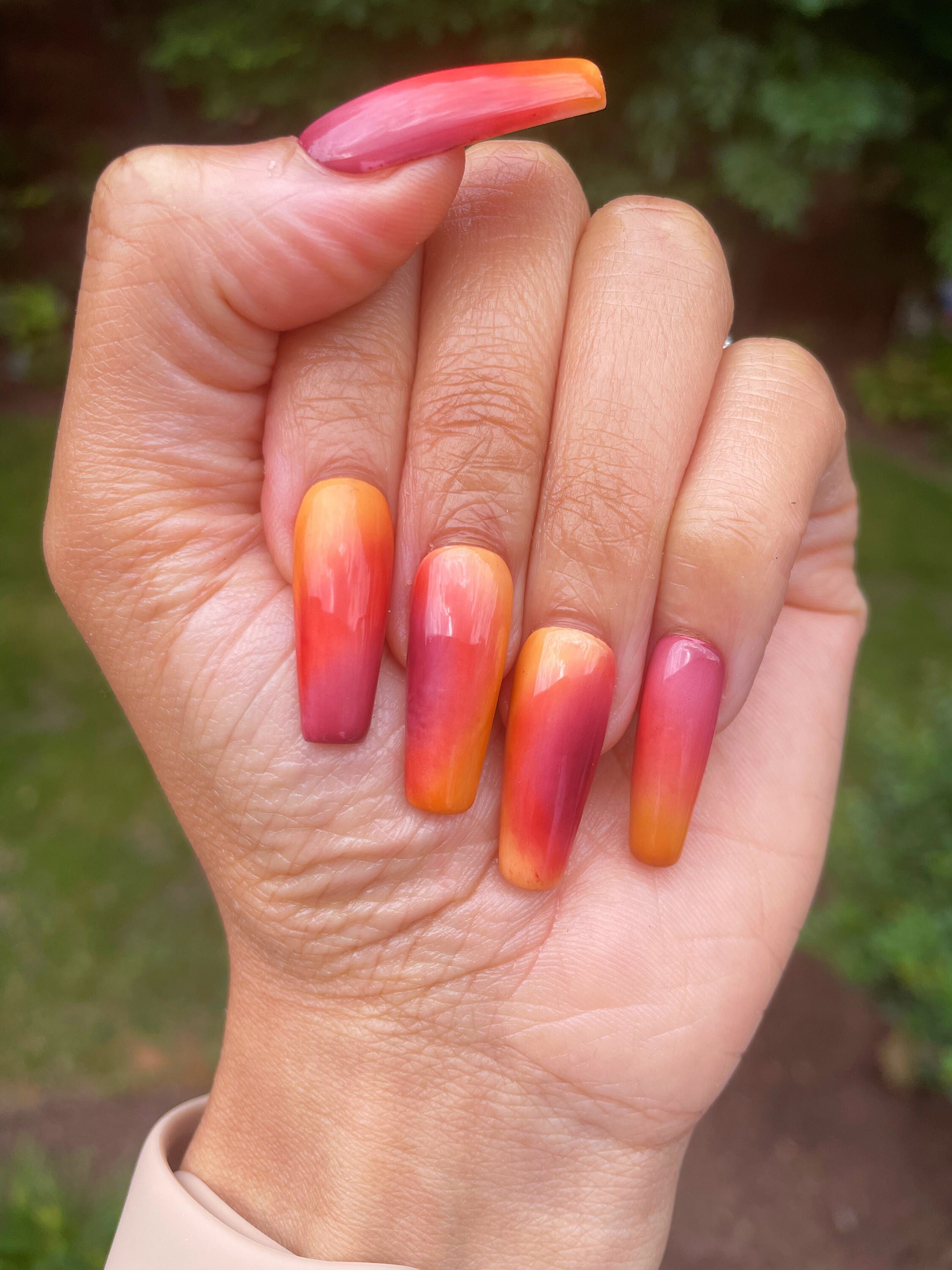 Warm Ombré Sunset Nails