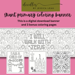 Primary coloring banner- lds Coloring Banner and bonus coloring Pages, Coloring Table Runner, LDS primary Coloring Page, Download